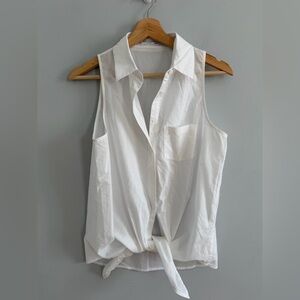 Equipment Femme 100% Cotton Shirt Button Front Sleeveless Tie Front Tank XS